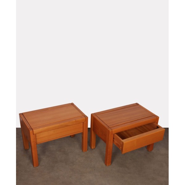 Paire de tables de chevet en orme pour Maison Regain, 1970 - Design Français
