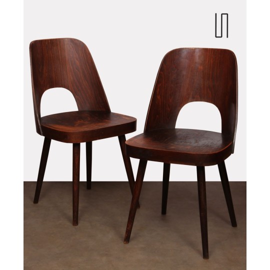 Pair of vintage wooden chairs by Oswald Haerdtl, 1960s