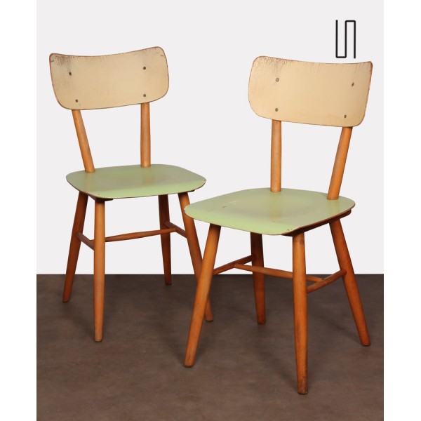Paire de chaises vintage en bois pour le fabricant Ton, 1960 - Design d'Europe de l'Est