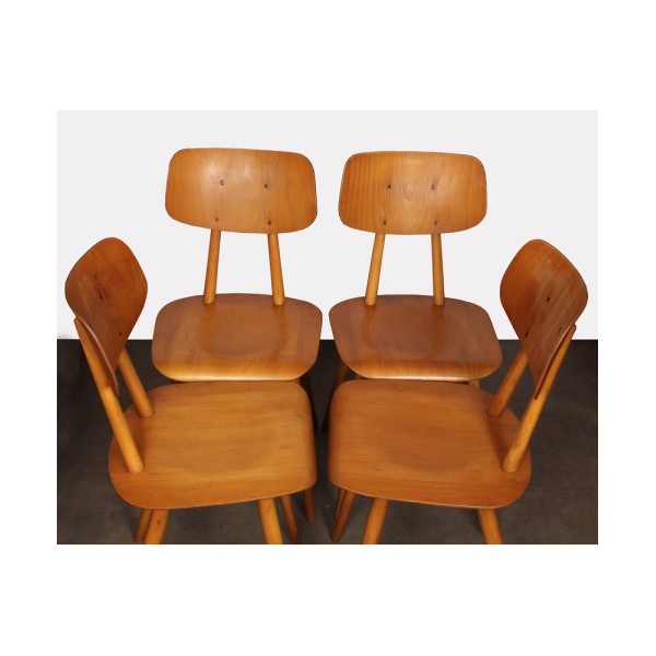 Ensemble de 4 chaises en bois produites par Ton, 1960 - Design d'Europe de l'Est