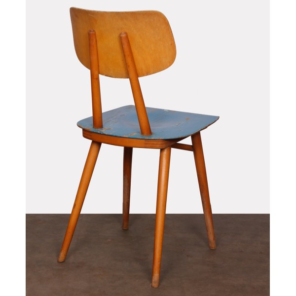 Vintage blue wooden chair, 1960 - Eastern Europe design