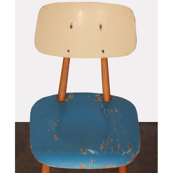 Vintage blue wooden chair, 1960 - Eastern Europe design