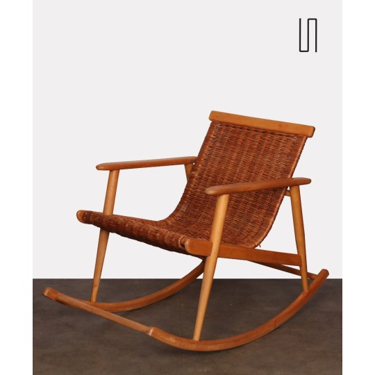Vintage wicker rocking chair edited by Uluv, 1960s - Eastern Europe design