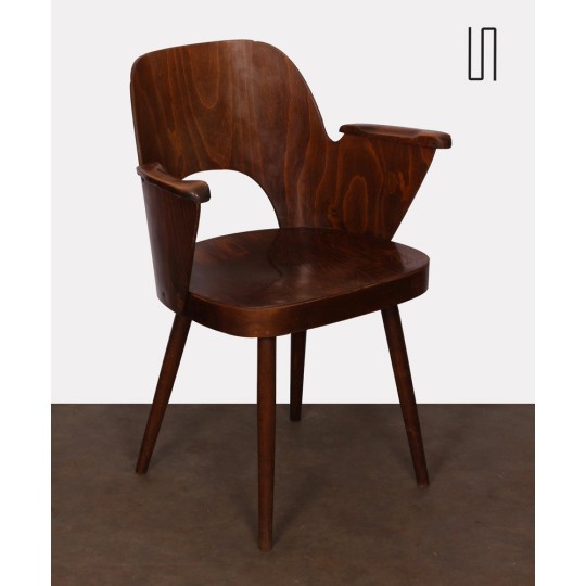 Fauteuil vintage en bois par Lubomir Hofmann pour Ton, 1960