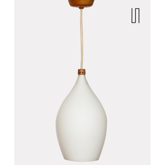 Vintage opaline hanging lamp, Czech design, 1960s