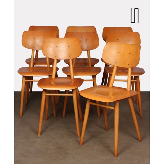 Suite de 8 chaises en bois produites par Ton, 1960 - Design d'Europe de l'Est