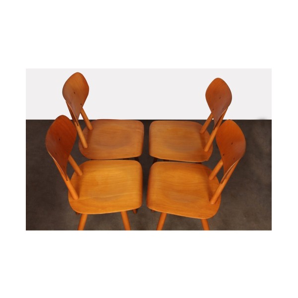 Suite of 8 wooden chairs produced by Ton, 1960s - Eastern Europe design