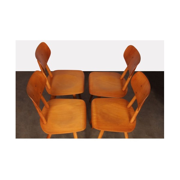 Suite of 8 wooden chairs produced by Ton, 1960s - Eastern Europe design