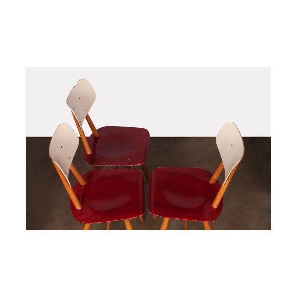 Suite de 3 chaises produites par Ton, 1960 - Design d'Europe de l'Est