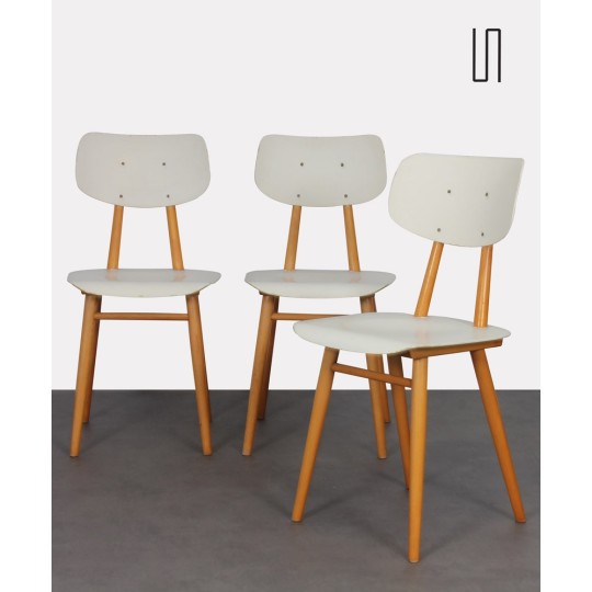 Suite de 3 chaises produites par Ton, 1960 - Design d'Europe de l'Est