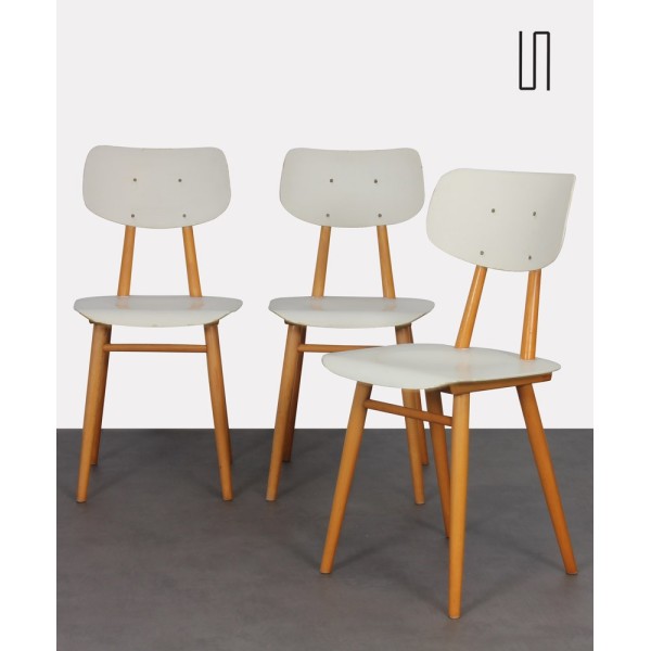 Suite de 3 chaises produites par Ton, 1960 - Design d'Europe de l'Est