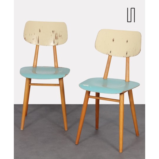 Pair of vintage wooden chairs for the manufacturer Ton, 1960s - Eastern Europe design