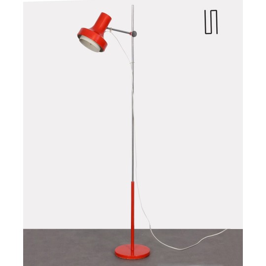 Red metal lamp produced by Napako in the 1970s