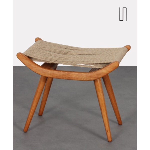 Tabouret en bois et corde édité par Uluv en République tchèque, 1960 - Design d'Europe de l'Est