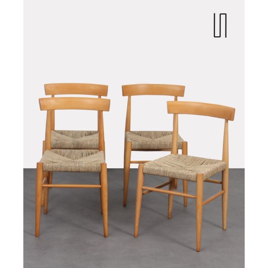 Suite de 4 chaises vintage en bois éditées par Uluv, 1960