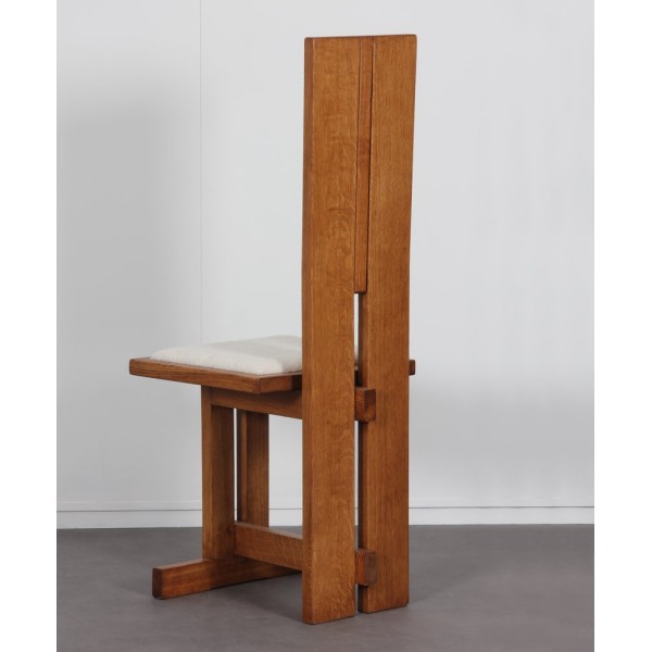 Pair of high chairs in wood and lambskin, Czech manufacture, 1950s - Eastern Europe design