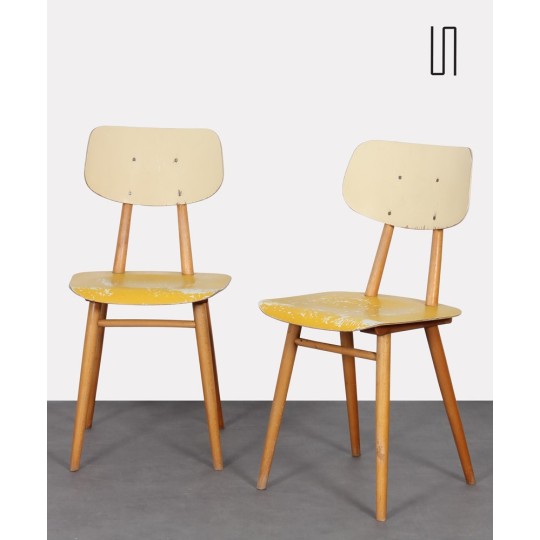 Pair of vintage wooden chairs produced by Ton, 1960s - Eastern Europe design