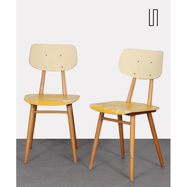 Paire de chaises vintage en bois produites par Ton, 1960 - Design d'Europe de l'Est