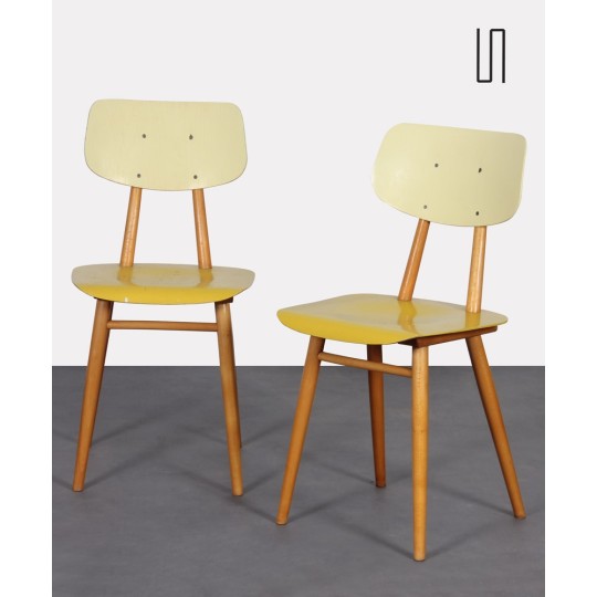 Pair of vintage wooden chairs produced by Ton, 1960s