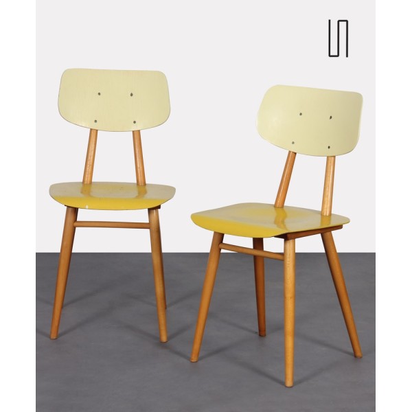 Paire de chaises vintage en bois produites par Ton, 1960 - Design d'Europe de l'Est