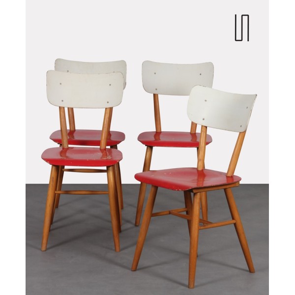 Suite of 4 vintage wooden chairs for the manufacturer Ton, 1960 - Eastern Europe design