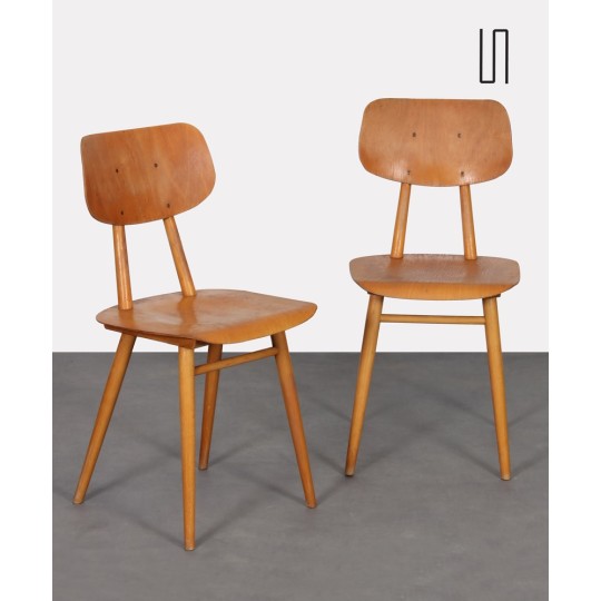 Paire de chaises vintage en bois produites par Ton, 1960 - Design d'Europe de l'Est