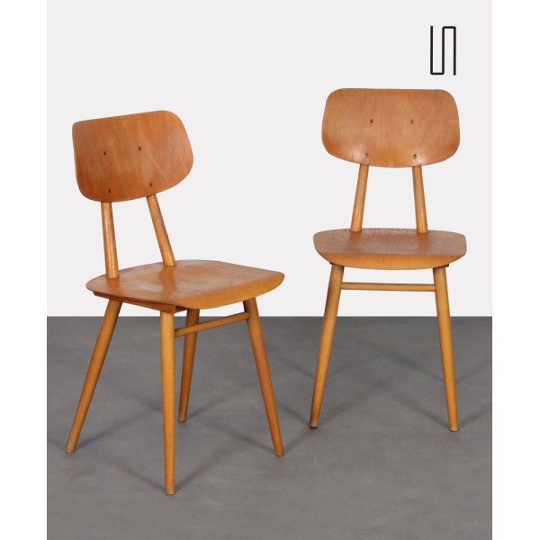 Paire de chaises vintage en bois produites par Ton, 1960 - Design d'Europe de l'Est