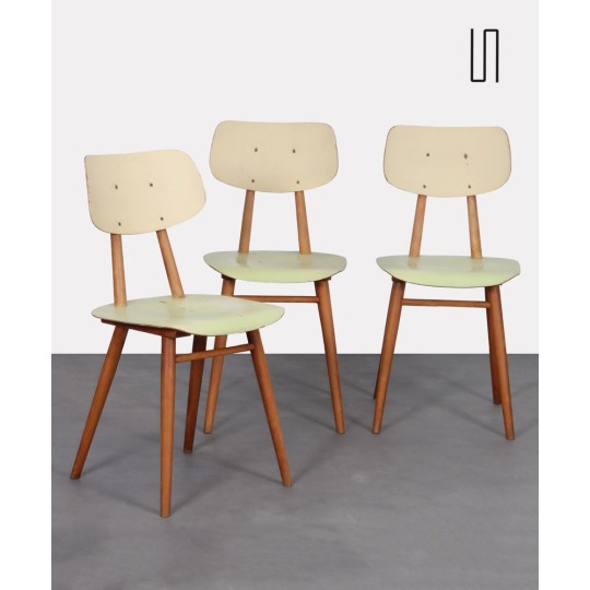 Suite of 3 vintage wooden chairs for the manufacturer Ton, 1960s - Eastern Europe design