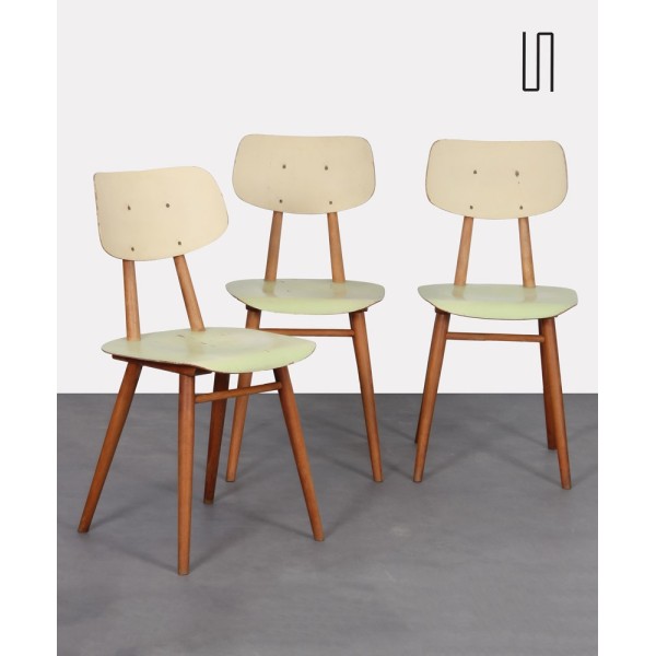 Suite de 3 chaises vintage en bois pour le fabricant Ton, 1960 - Design d'Europe de l'Est