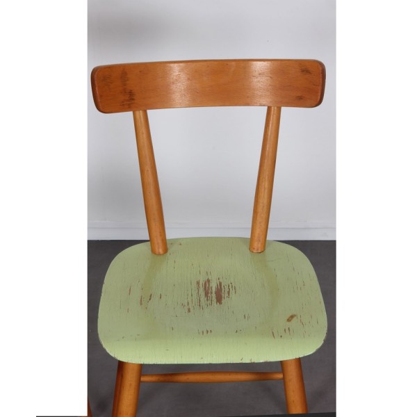 Paire chaises vertes éditées par Ton, vers 1960 - Design d'Europe de l'Est