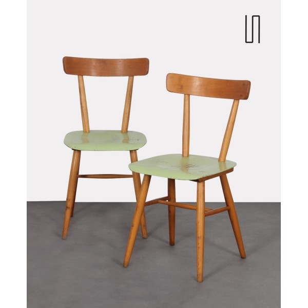 Paire chaises vertes éditées par Ton, vers 1960 - Design d'Europe de l'Est