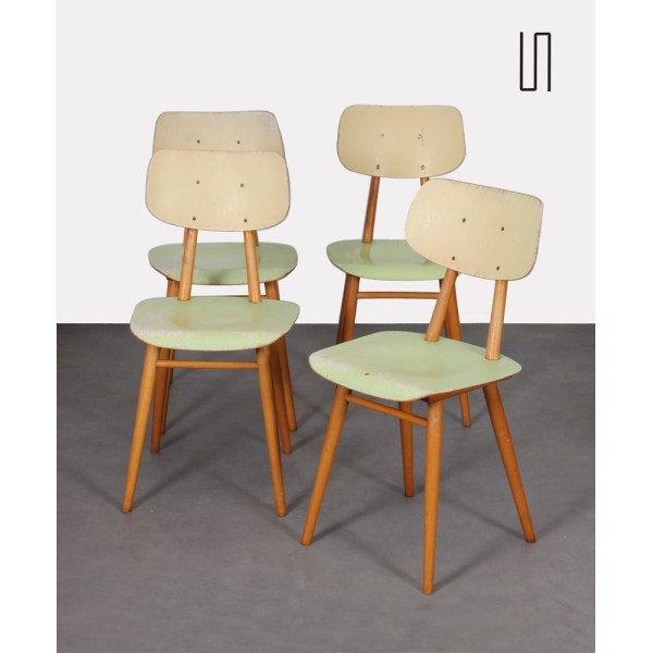 Suite of 4 vintage wooden chairs, edited by Ton, 1960s - Eastern Europe design