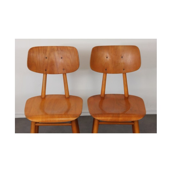 Set of 4 wooden chairs produced by Ton, 1960s - Eastern Europe design