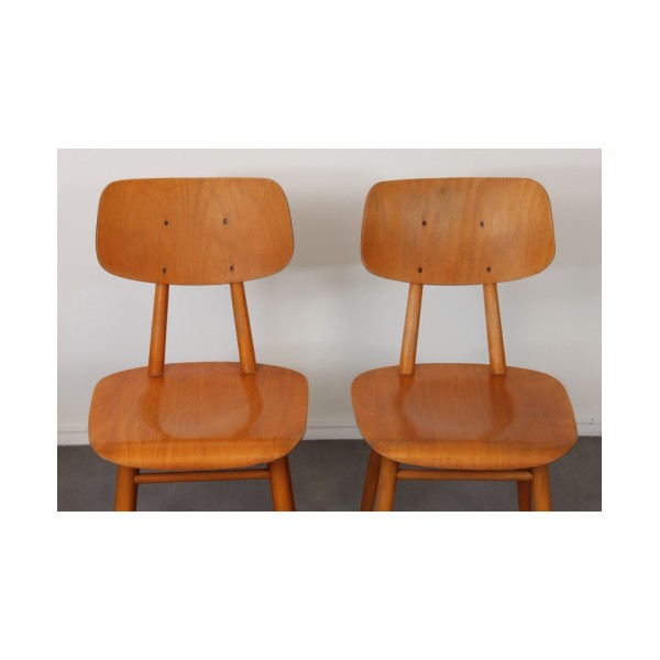 Set of 4 wooden chairs produced by Ton, 1960s - Eastern Europe design