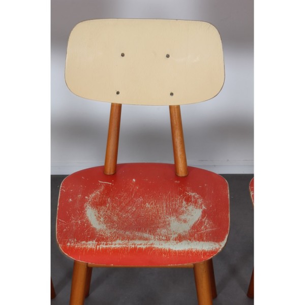 Suite de 3 chaises produites par Ton, 1960 - Design d'Europe de l'Est