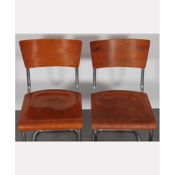 Set of 4 metal chairs by Mart Stam, Czech manufacture, 1950s - 