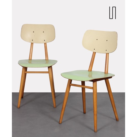 Pair of green chairs for Ton, 1960s - Eastern Europe design