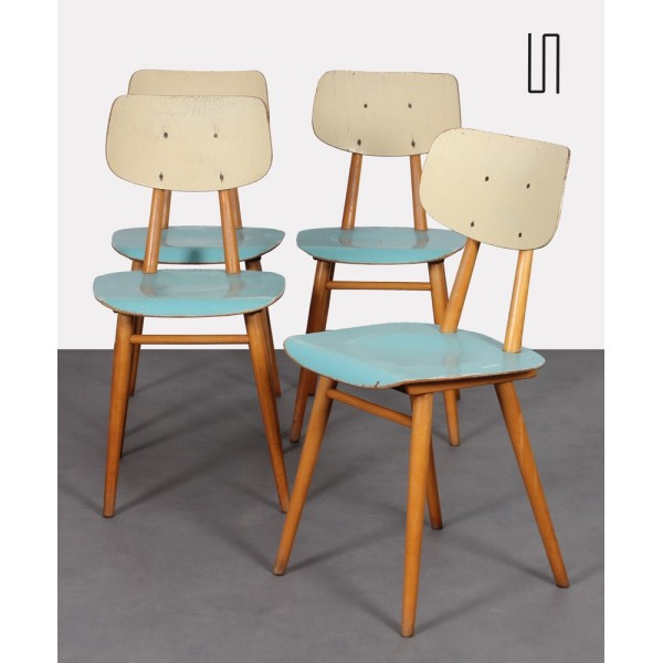 Suite de 4 chaises vintage éditées par Ton, 1960 - Design d'Europe de l'Est