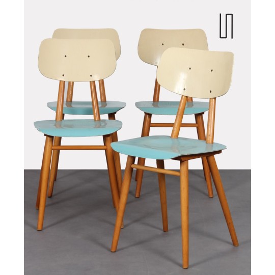 Suite de 4 chaises vintage éditées par Ton, 1960 - Design d'Europe de l'Est