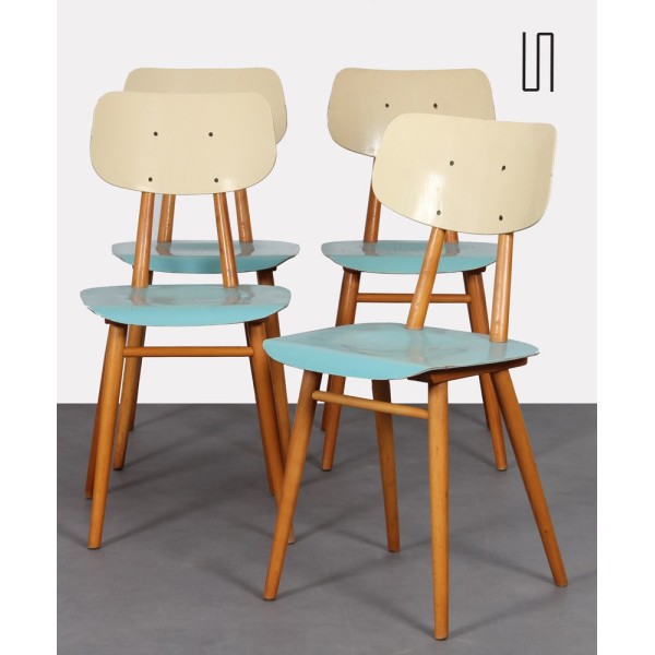 Suite de 4 chaises vintage éditées par Ton, 1960 - Design d'Europe de l'Est