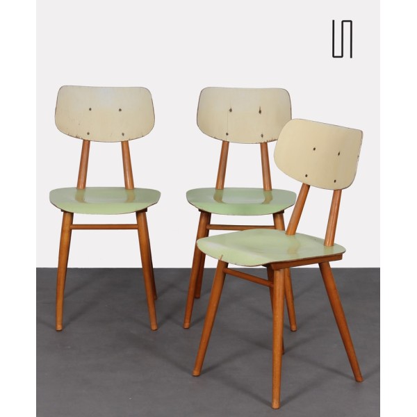 Suite de 3 chaises produites par Ton dans les années 1960 - Design d'Europe de l'Est