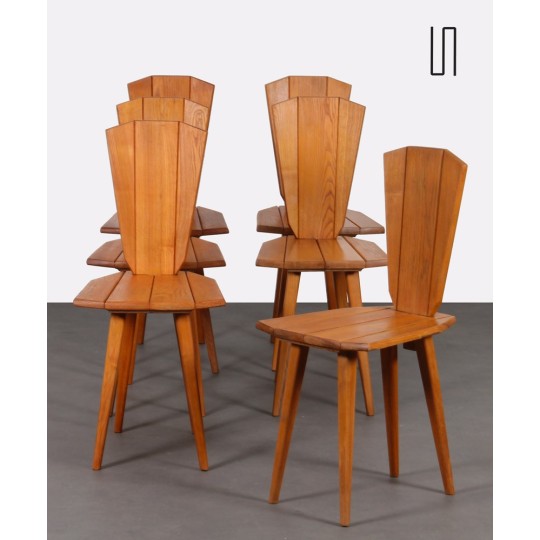 Suite of 6 chairs by Franciszek Aplewicz for LAD, 1960s