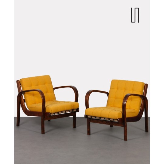 Pair of vintage armchairs by Kropacek and Kozelka, 1944 - Eastern Europe design