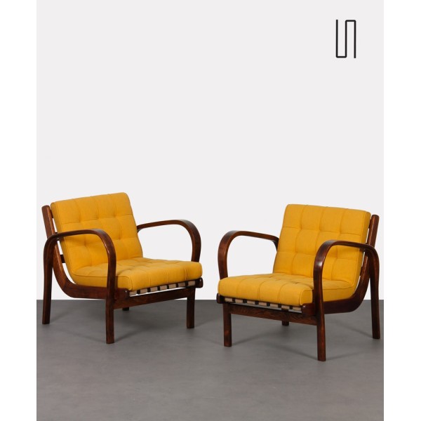 Pair of vintage armchairs by Kropacek and Kozelka, 1944 - Eastern Europe design