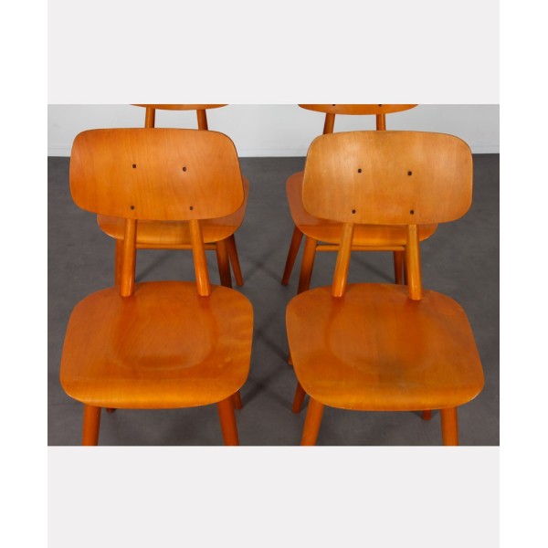 Set of 4 wooden chairs produced by Ton, 1960s - Eastern Europe design
