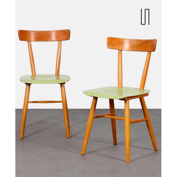 Pair of vintage wooden chairs by Ton, 1960s - Eastern Europe design