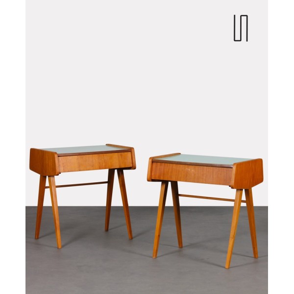 Pair of vintage night tables, wood and formica, 1970s - Eastern Europe design