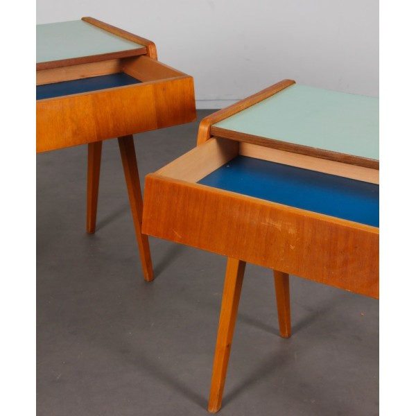 Paire de tables de nuit vintage, bois et formica, 1970 - Design d'Europe de l'Est