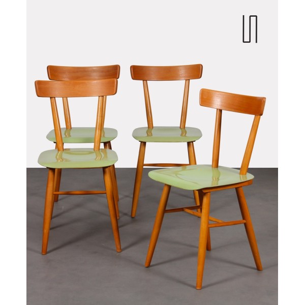 Suite of 4 green chairs edited by Ton, circa 1960 - Eastern Europe design