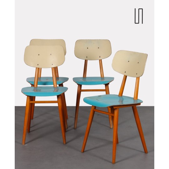 Set of 4 vintage chairs produced by Ton, 1960s - Eastern Europe design